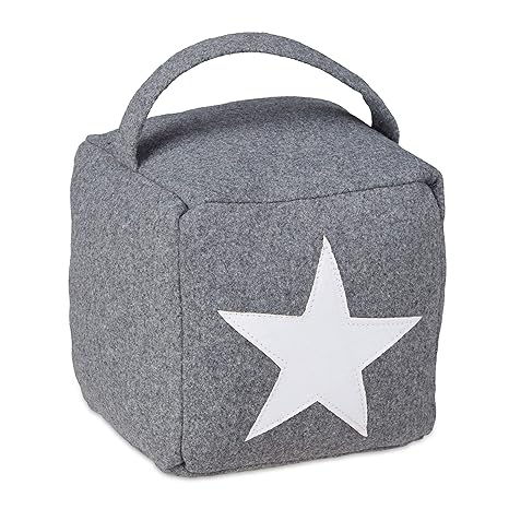 Relaxdays Türstopper Stern, Türpuffer Stoff, Türsack Boden, hoch, mit Griff, dekorativ, HxBxT: 20 x 15 x 15 cm, grau