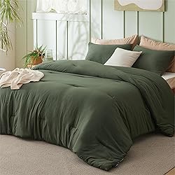 Bedsure Full Size Comforter Sets, Dark Green Soft