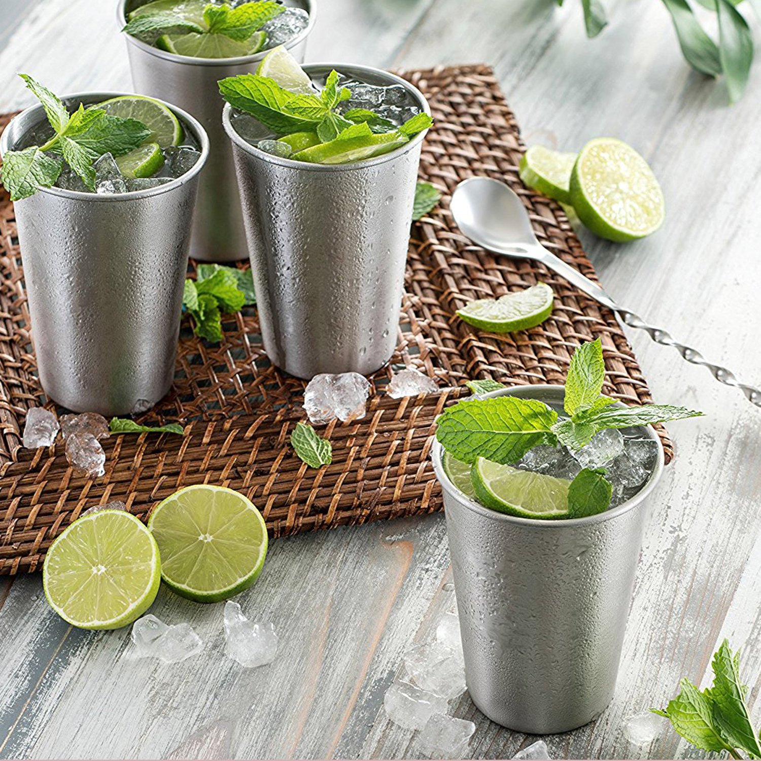 Stainless Steel 17 oz Pint Cup with Sleeves (4 Pack)-Unbreakable, Stackable,Premium Metal Drinking Glasses for Travel, Outdoor, & Everyday