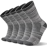 Bodvera Merino Wool Hiking Socks for Men Moisture Wicking Cushion Thermal Warm Winter Crew Outdoor Boot Socks(5 Pairs)