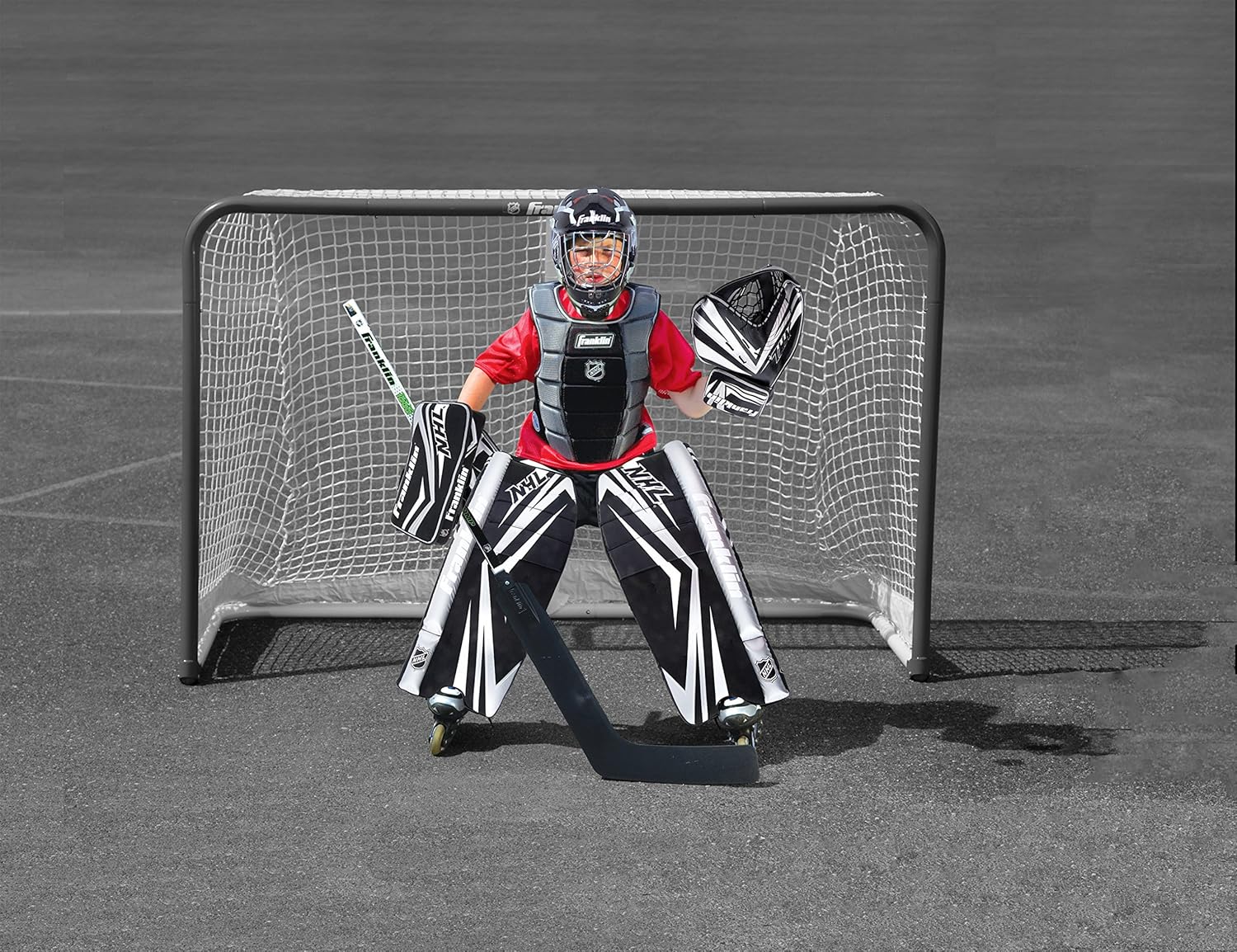 Franklin Sports NHL Kids Street Hockey Goalie Pads Set - Kids Hockey Training Equipment - Includes Block Pad, Catch Glove, and Goalie Pads : Hockey Goalie Masks : Sports & Outdoors