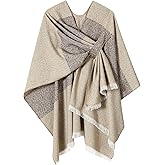 Women Shawl Wrap Poncho Cape Cardigan Open Front Coat Warm Scarf for Spring Fall Winter Cold Weather Days