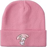 My Melody Embroidered Character Art Pink Cuff Beanie