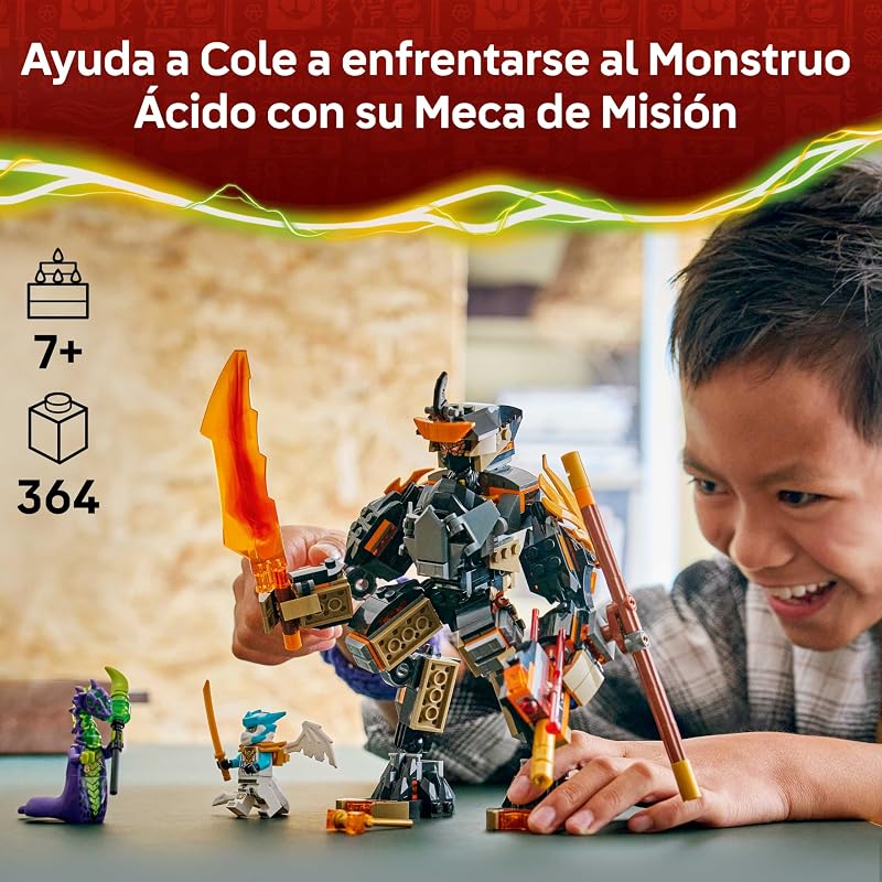 Ninjago Cole e Zane Dragon Mission Mech - Figura de Ação, 3 Ninja Inc. Minifiguras de Armas Toy Swords - Presente de Aniversário para Crianças 7+ e Fãs da Série - 71854 — foto 2 de 8