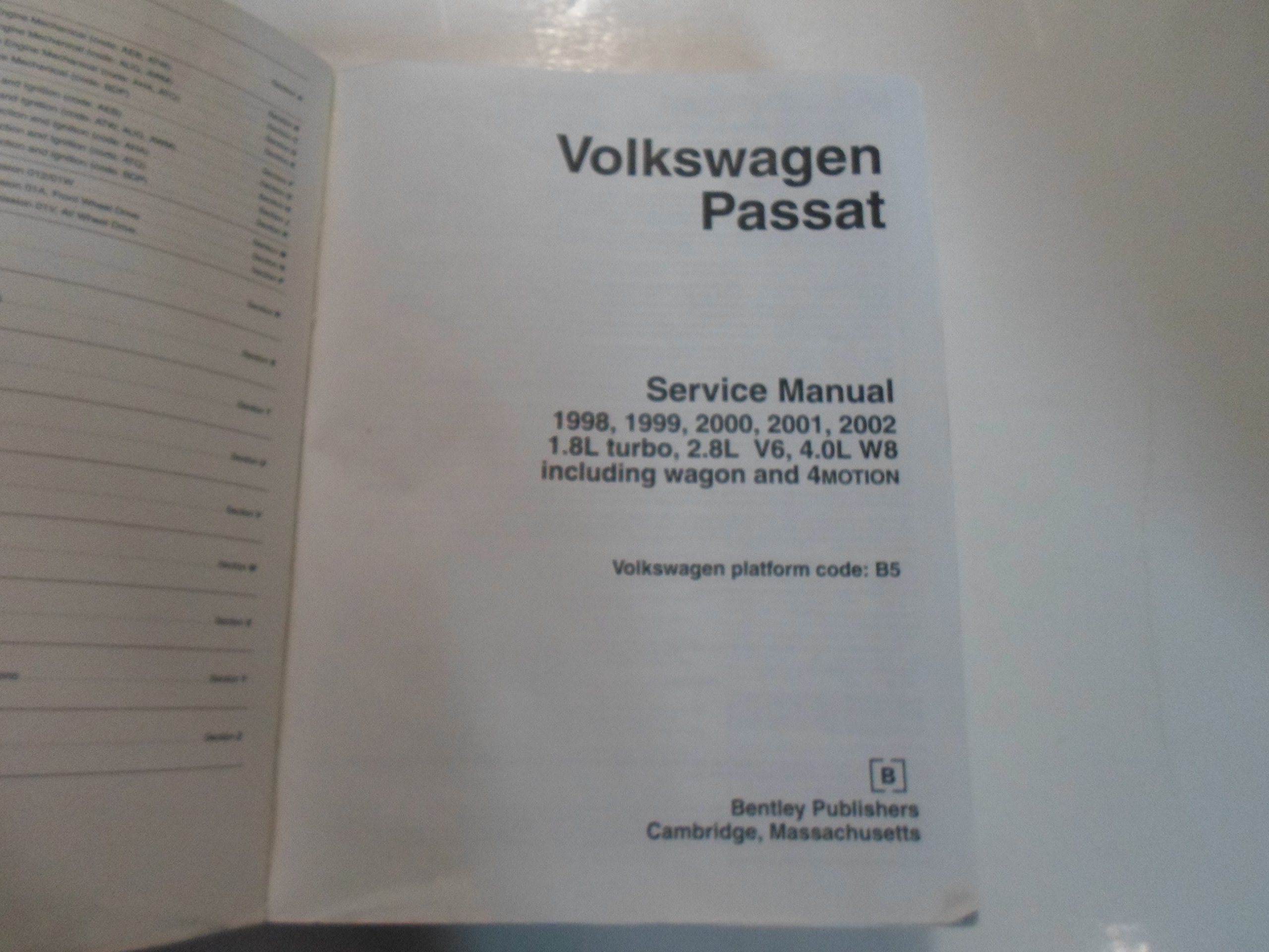 1998 2002 VW Passat 1.8L 2.8L V6 4.0L W8 Service Repair Manual MINOR WEAR:  Volkswagen: Amazon.com: Books
