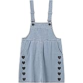 KIDSCOOL SPACE Girls Overall Dress,Simple Design Casual Jeans Jumpsuit