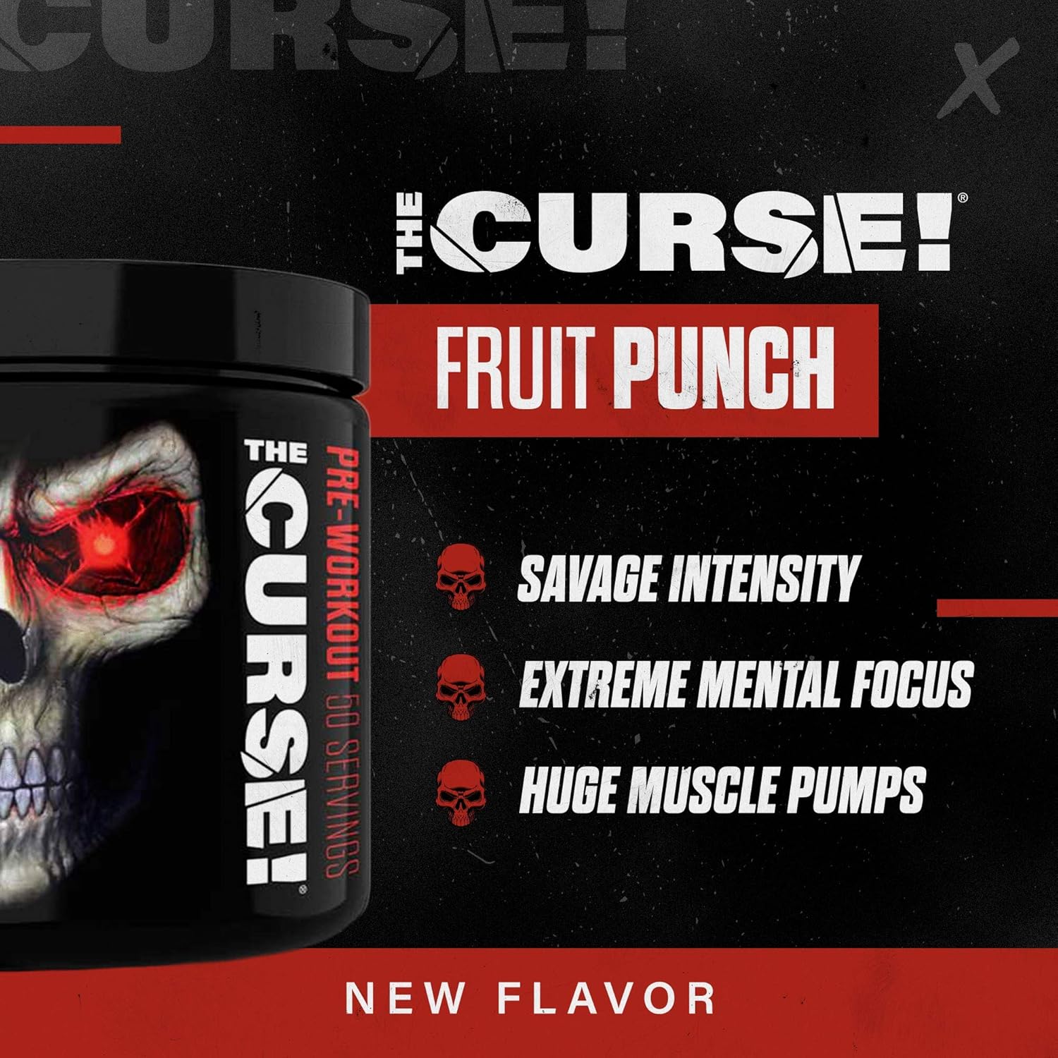JNX Sports The Curse! Pre Workout Supplement - Intense Energy & Focus, Instant Strength Gains, Enhanced Blood Flow - Nitric Oxide Booster with Creatine & Caffeine - Men & Women | Fruit Punch | 50 SRV: Health & Personal Care