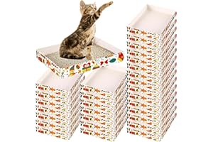 NICERINC PET 30 Pack Christmas Disposable Cat Litter Box, Foldable Paper Travel Litter Box, Non Clumping Durable and Waterproof,Low Entry Easy Disposal,Portable,Pet Owner Christmas Décor(13.6x9.7x1.9 in)