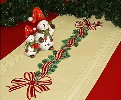Centrotavola Natalizi A Punto Croce.Kamaca Kit Per Ricamare Una Striscia Centrotavola A Punto Croce Motivo Natalizio Tela Con Disegno Prestampato 40 X 100 Cm Filo In 100 Cotone Color Oro Amazon It Casa E Cucina