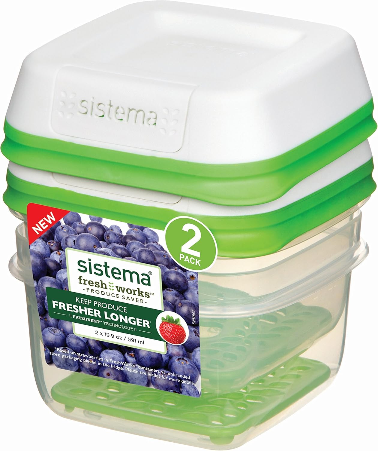 Sistema FreshWorks Small Square Storage Container 591ml 2 Pack
