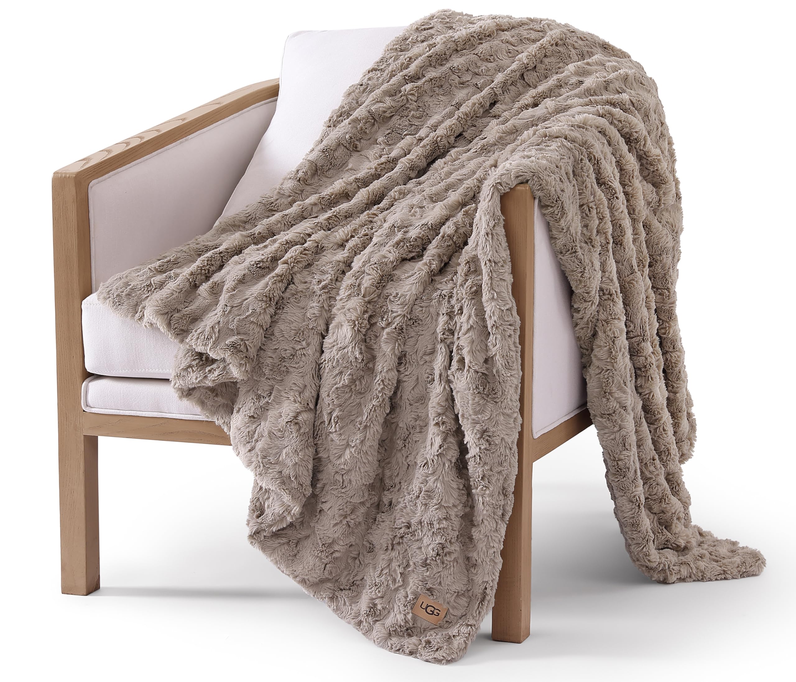 Photo 1 of UGG Adalee Faux Fur Throw Blanket Luxury Lightweight Cozy Soft Throw for Couch Bed or Chair Hypoallergenic Machine Washable Double-Sided Fluffy Blanket Home Decor, 50-inch x 70-inch, Oyster Brown