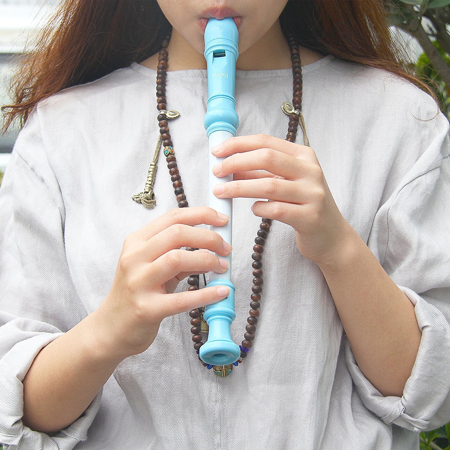 Mugig Recorder Instrument Clarinet with C Key Chromatic German Recorder with Turnable Tone, Beginners and Kid Friendly (Blue)