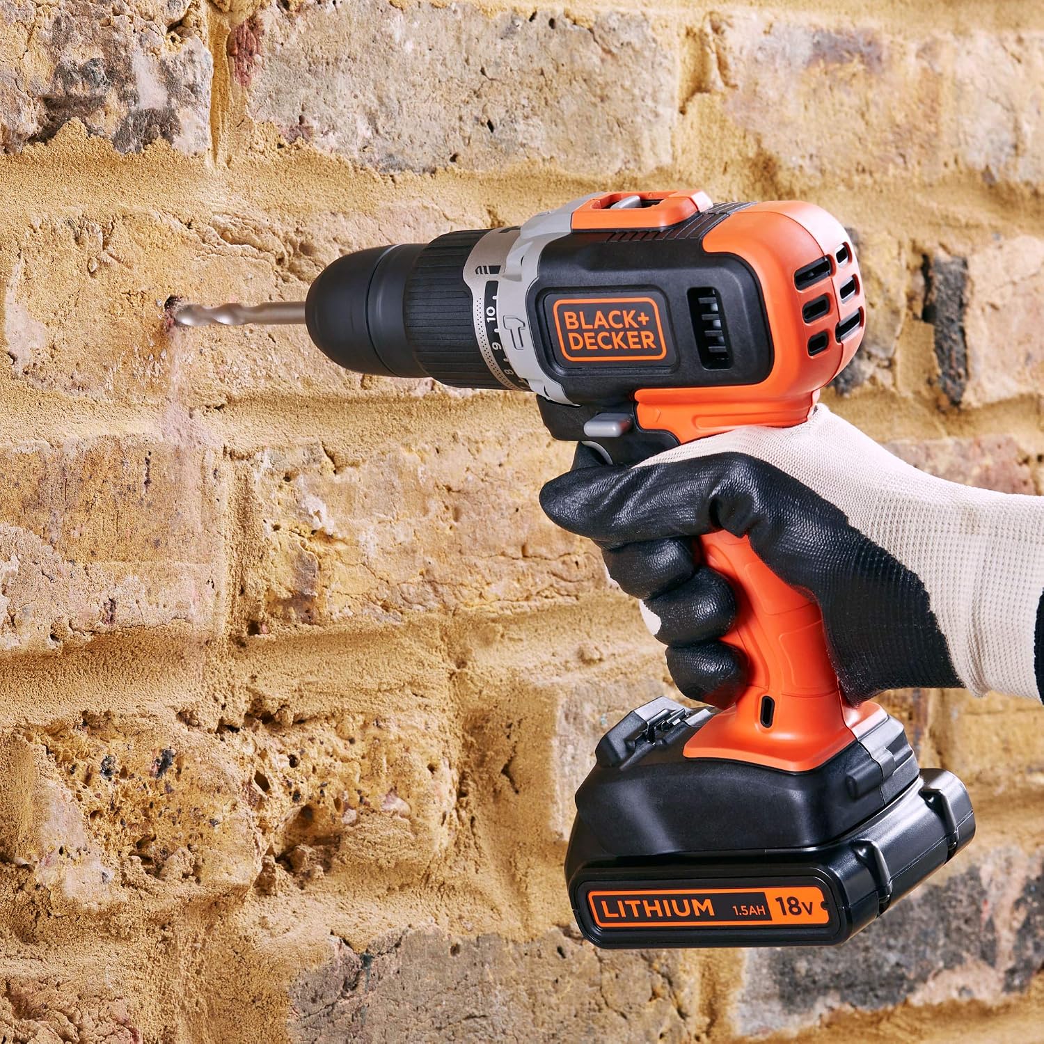BLACK+DECKER BCD003C2K-QW 18V 21.000 ipm Hammer Drill with 2 Lithium Batteries 1.3Ah and Case, 3/8_pollice - Image 3