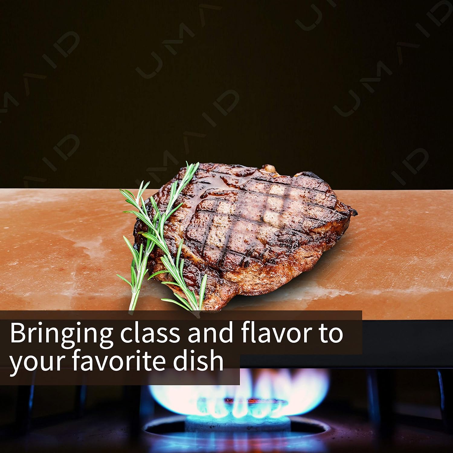 UMAID Natural Himalayan Rock Salt Block Cooking Plate 12 X 8 X 1.5 for Cooking, Grilling, Cutting and Serving, Food Grade Salt with Metal Steel Tray Set with Recipe Book: Kitchen & Dining