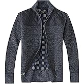 Gioberti Men's Knitted Regular Fit Full Zip Cardigan Sweater with Soft Brushed Flannel Lining