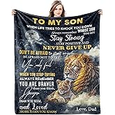 Givetoyou Son Gifts from Dad Blanket Gifts for Son from Dad Son Blanket from Dad to My Son Blanket from Dad Birthday Valentines Day Graduation for Son Him Boy Throw Bed Blanket 60" X 50"