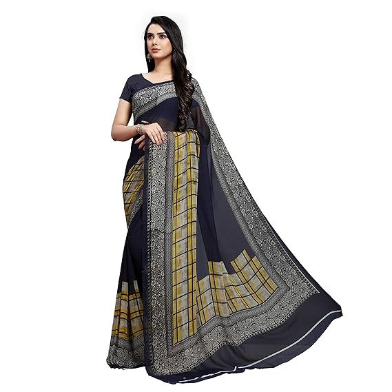 georgette with blouse piece Saree (PC1050_ Multicoloured_ One Size)