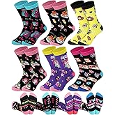 Glitopper 6 Pairs Anime Socks for Women Teen Girls Funny Kawaii Cotton Casual Crew Socks for Anime Lovers Birthday Gifts(Us 5-10,Women)