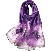 WINCESS YU Women Mulberry Silk Scarf Long & Large Embroidered Floral Pattern Shawl and Wraps Neckerchief for Hair & Neck…