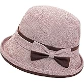 Lynmquober Women's Foldable Fedora Bucket Hat Rolled Brim with Bowknot