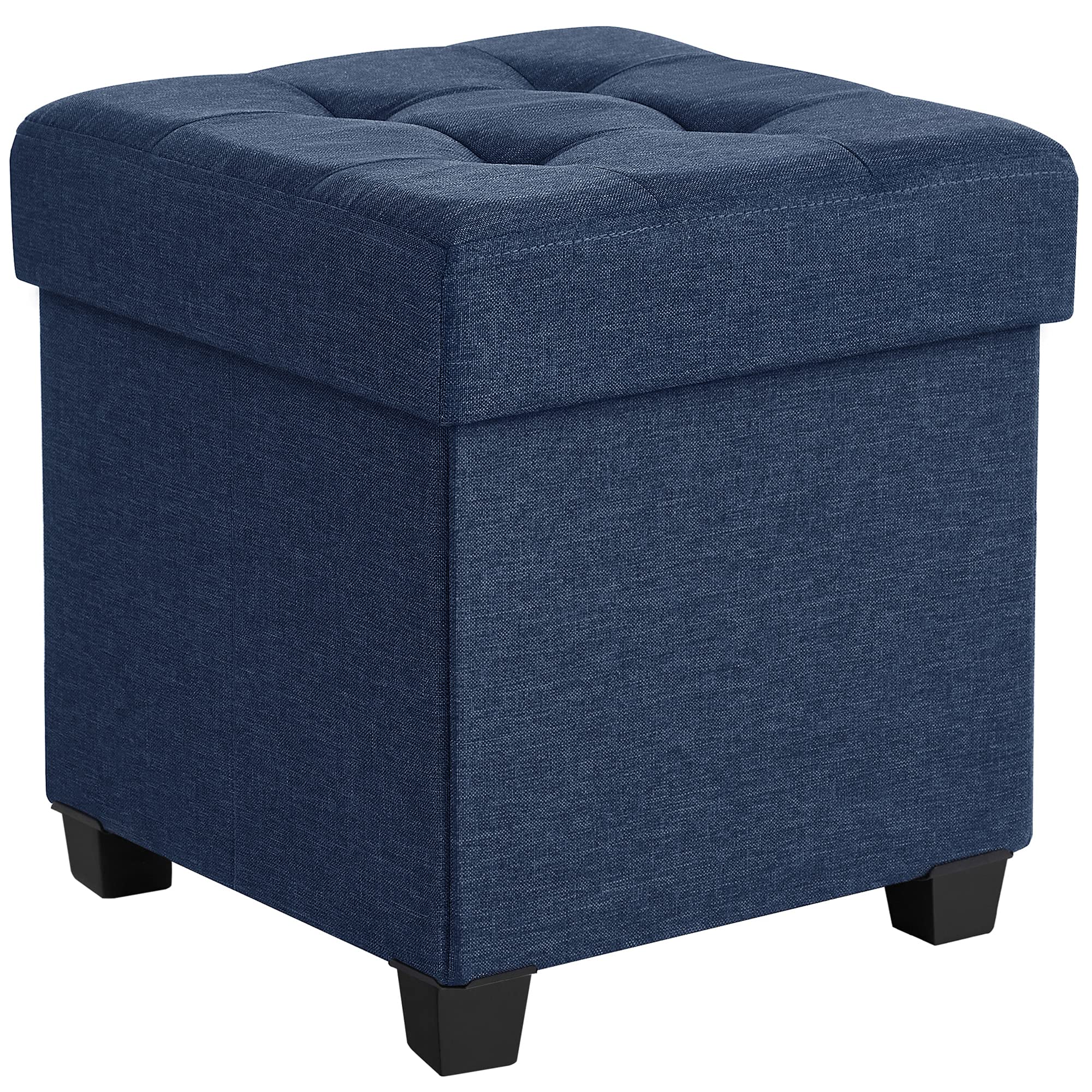 SONGMICS Storage Ottoman, Small Ottoman Foot Rest with Legs, 15 x 15 x 15.7 Inches Foot Stool, Ottoman with Storage, Load up to 660 lb, for Living Room, Bedroom, Dorm, Midnight Blue ULSF14IN