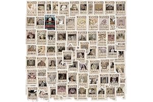 BAYJEW 80pcs Anime One Piece Wanted Poster Stickers, Cute Vinyl Waterproof Pirate Manga Sticker for Notebook, Water Bottles, Laptop, Skateboards, Luggage, Phone Suitcase, Guitar