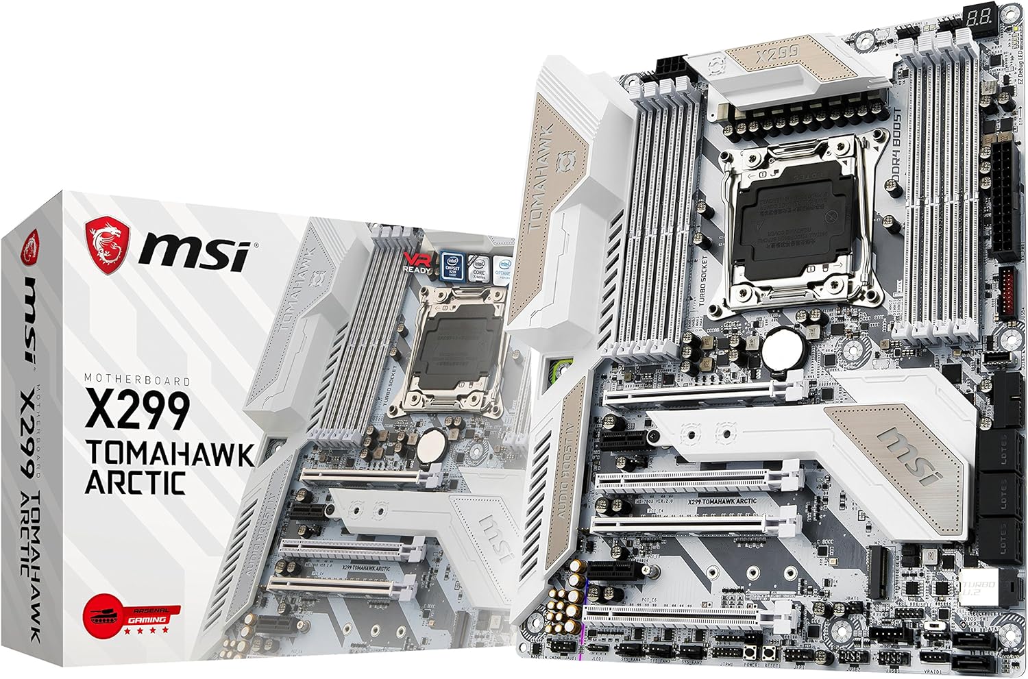 Amazon Com Msi Arsenal Gaming Intel X299 Lga 66 Ddr4 Usb 3 1 Sli Atx Motherboard X299 Tomahawk Arctic Computers Accessories