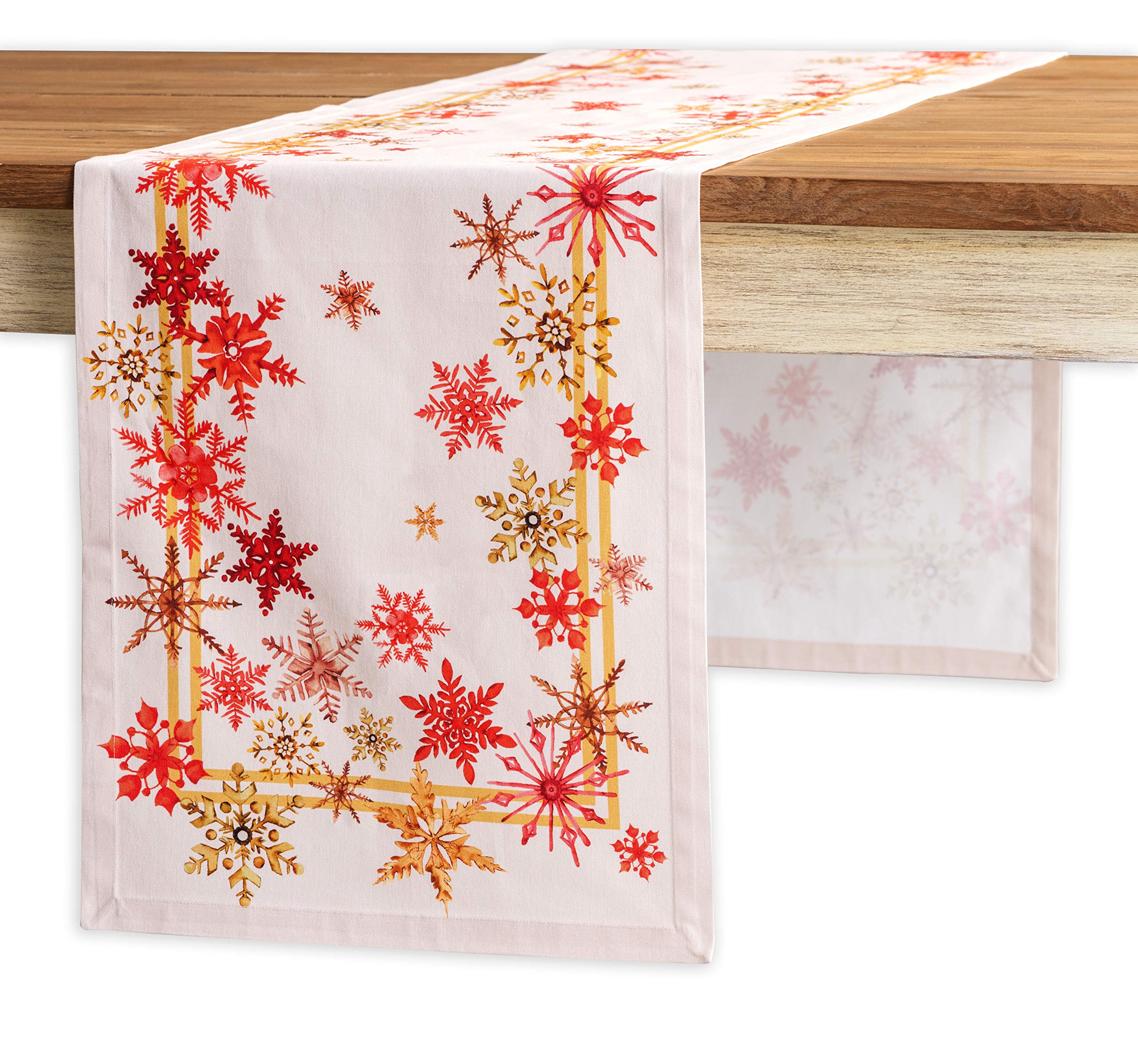 Maison d' Hermine Table runner 100% Cotton Single Layer Table Runners 230 CM long for Christmas Decorations Home Kitchen Dining Party Wedding Bridal Shower (Crystal Star, 37 cm x 230 cm)