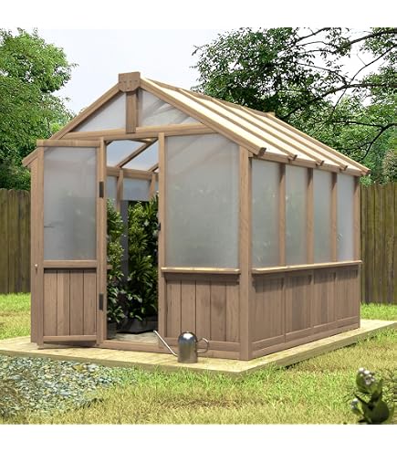 Amazon.com : Mupater 6 x 8 FT Wooden Polycarbonate Greenhouse with