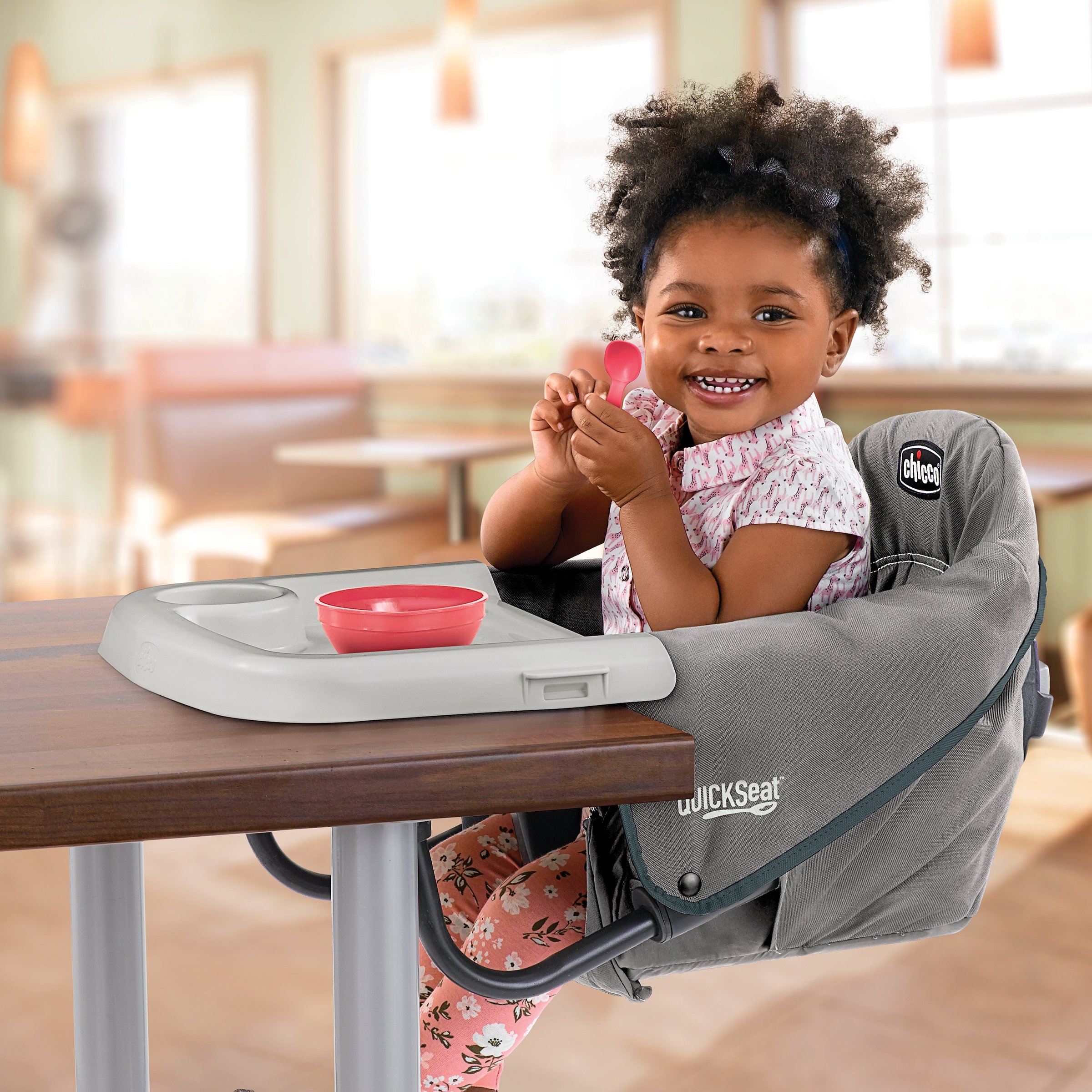 Chicco QuickSeat Hook-On Chair, Portable High Chair for Babies and Toddlers, for Children up to 37 lbs., Travel-Friendly | Graphite/Grey