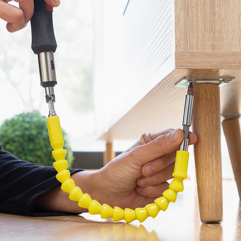 ® Extensor magnético flexível para chave de fendas, extensor de furadeira, ferramentas DIY, acessórios para chave de fendas, extensor rotativo de 360º, adaptadores para furadeira. Cor amarela