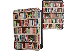 kwmobile Case Compatible with �鶹�� Kindle Paperwhite (2024)/Colorsoft Case - eReader Cover - Summer Library Blue/Green/Dark