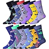 JAMES FIALLO Dress Socks for Men, Casual Colorful Fun Novelty Fashion Patterned Men's Dress Socks, Pack of 12 Super Soft