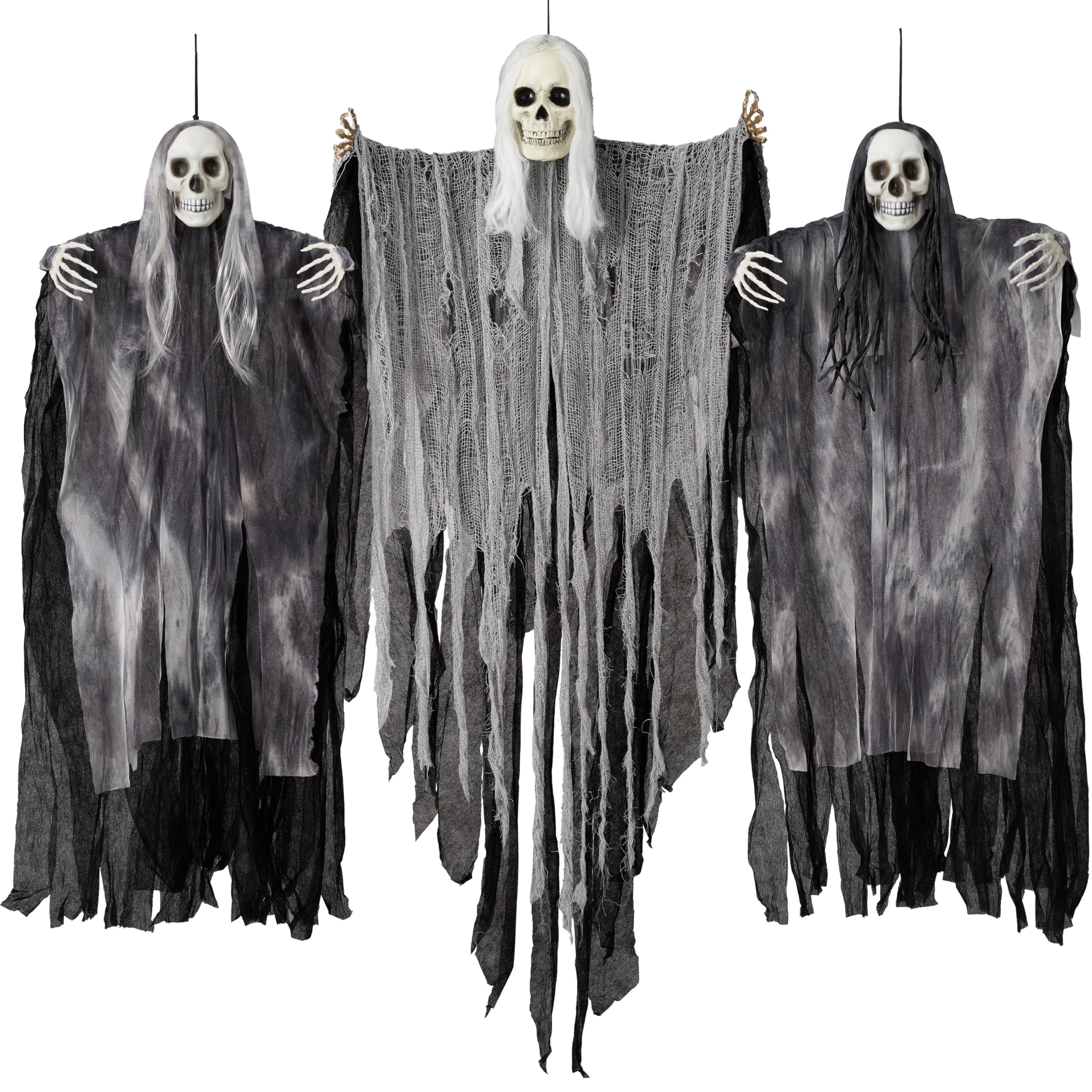 Photo 1 of JOYIN 3 Pack Hanging Halloween Skeleton Ghosts Decorations Outdoor, Grim Reapers for Best Halloween Outdoor Decorations, Haunted Haunted House Prop, Party Supplies