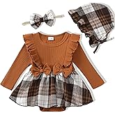 Renotemy Newborn Baby Girl Clothes Infant Girl Outfits Knit Romper Dress with Hat Baby Clothes for Girls 0-18 Months