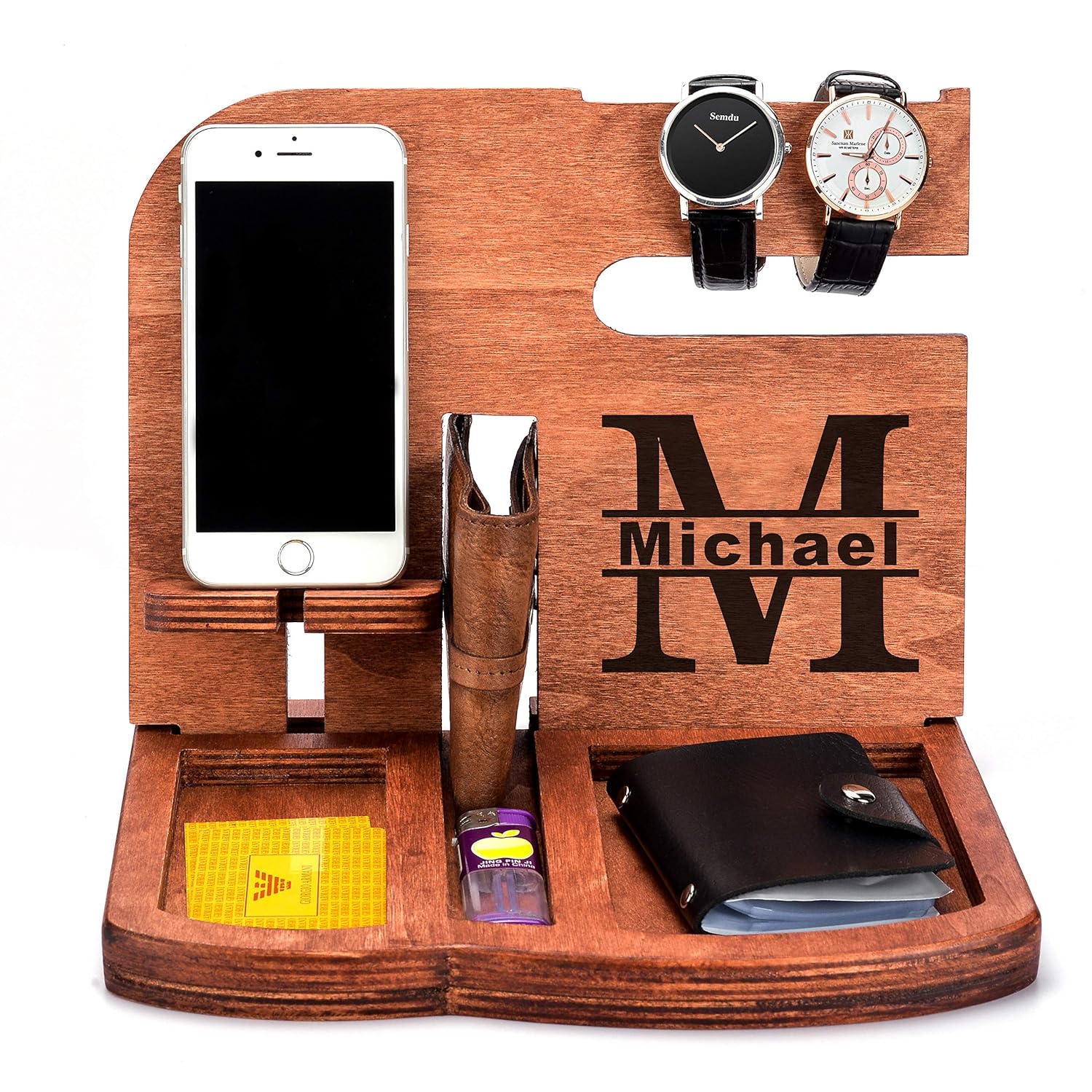 personalized docking station night stand charging station wood docking