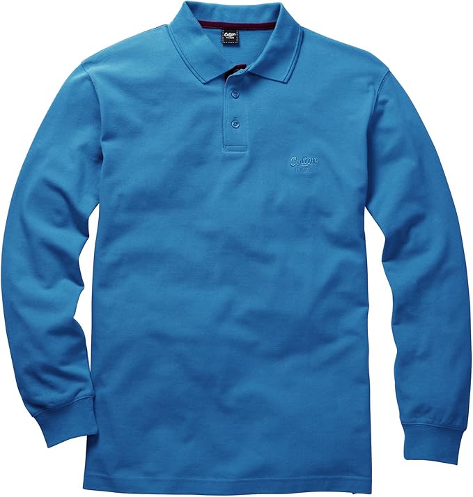 Cotton Traders Womens Ladies Mens Long Sleeve Polo Shirt Anti Curl