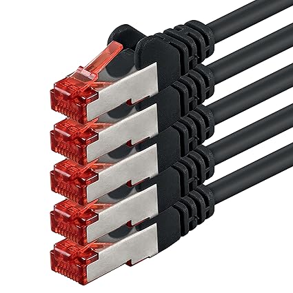 1aTTack.de 87698 - 3m - CAT6 Netzwerkkabel CAT.6 Patchkabel (PoE) Ethernetkabel SFTP PIMF 1000 Mbit/s - 5 Stück - schwarz