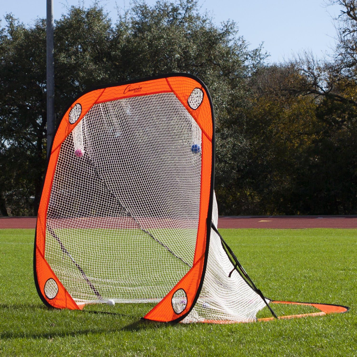 Champion Sports Lacrosse Training Goal: Pop Up & Backyard Shooting Net, Orange, 6 X 6-Feet: Sports & Outdoors