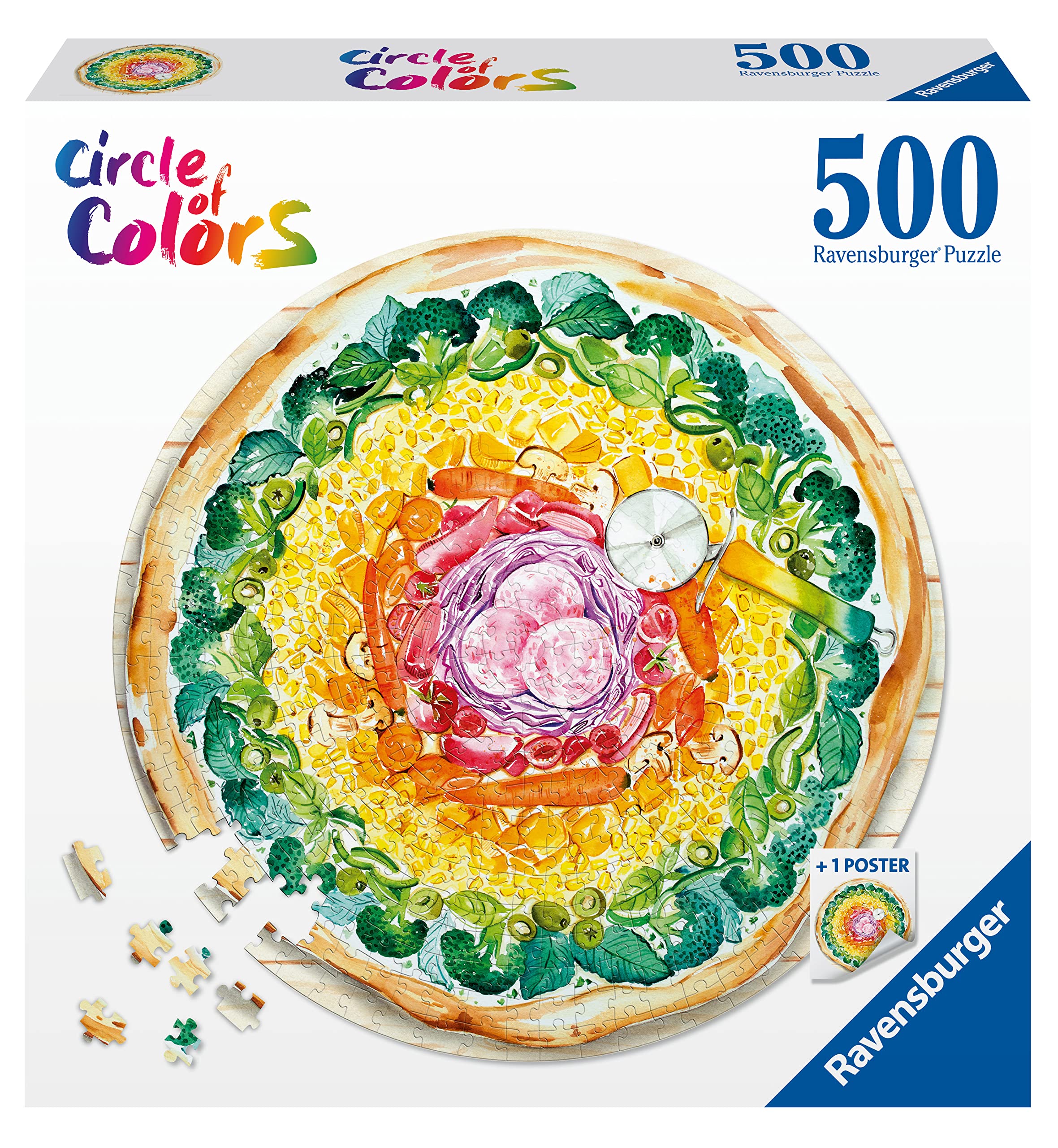 Ravensburger Circle of Colours Pizza 500 Piece Jigsaw Puzzle for Adults and Kids Age 10 Years Up