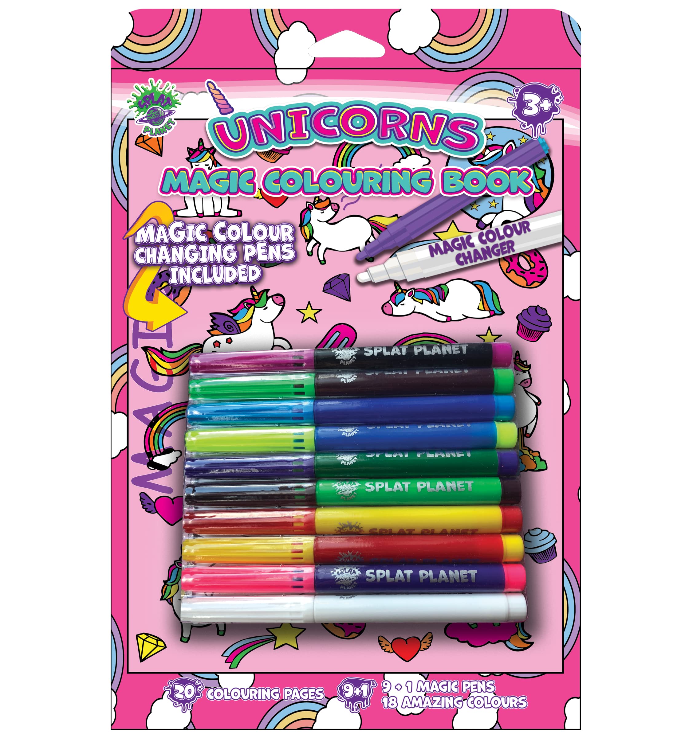 Splat Planet Unicorn Magic Colouring Book with Changing Pens - Magical Art A4