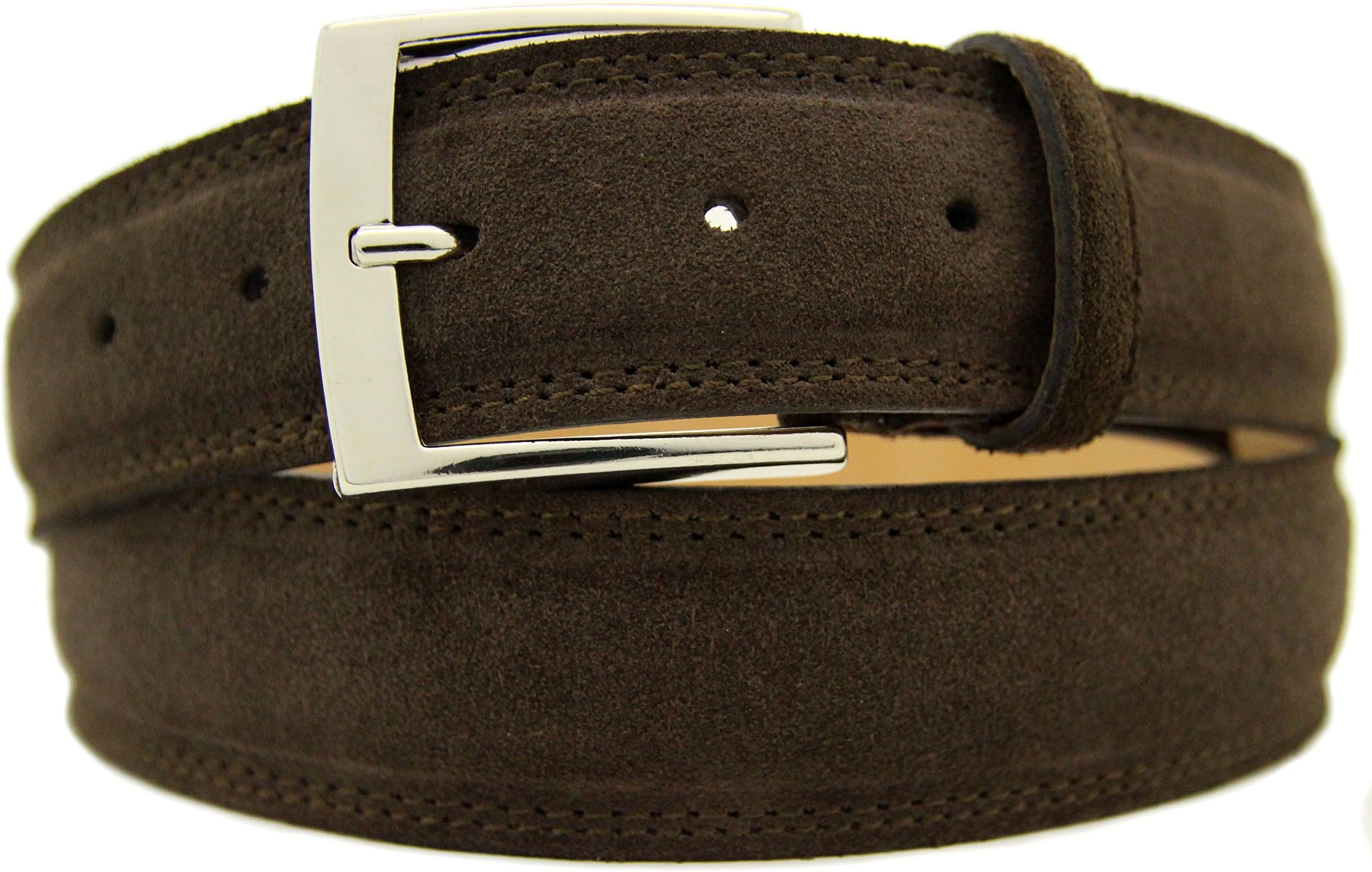 Italian Suede Belt Men Women Suede Belt Dark Brown Unisex Belt 4 cm Wide