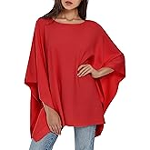 PULI Women's Pullover Poncho Sweater Oversized Loose Fit Soft Shawl Wraps Fitting Baggy Tops for Fall Winter