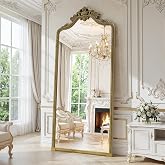71"x32"Arched Full Length Floor Mirror, Gold Traditional Ornate Antique | Carved Garland Frame Body Hanging Leaning,Full Body Mirrors for Home Decor Shatter-proof Glass Wall Living Room Cloakroom