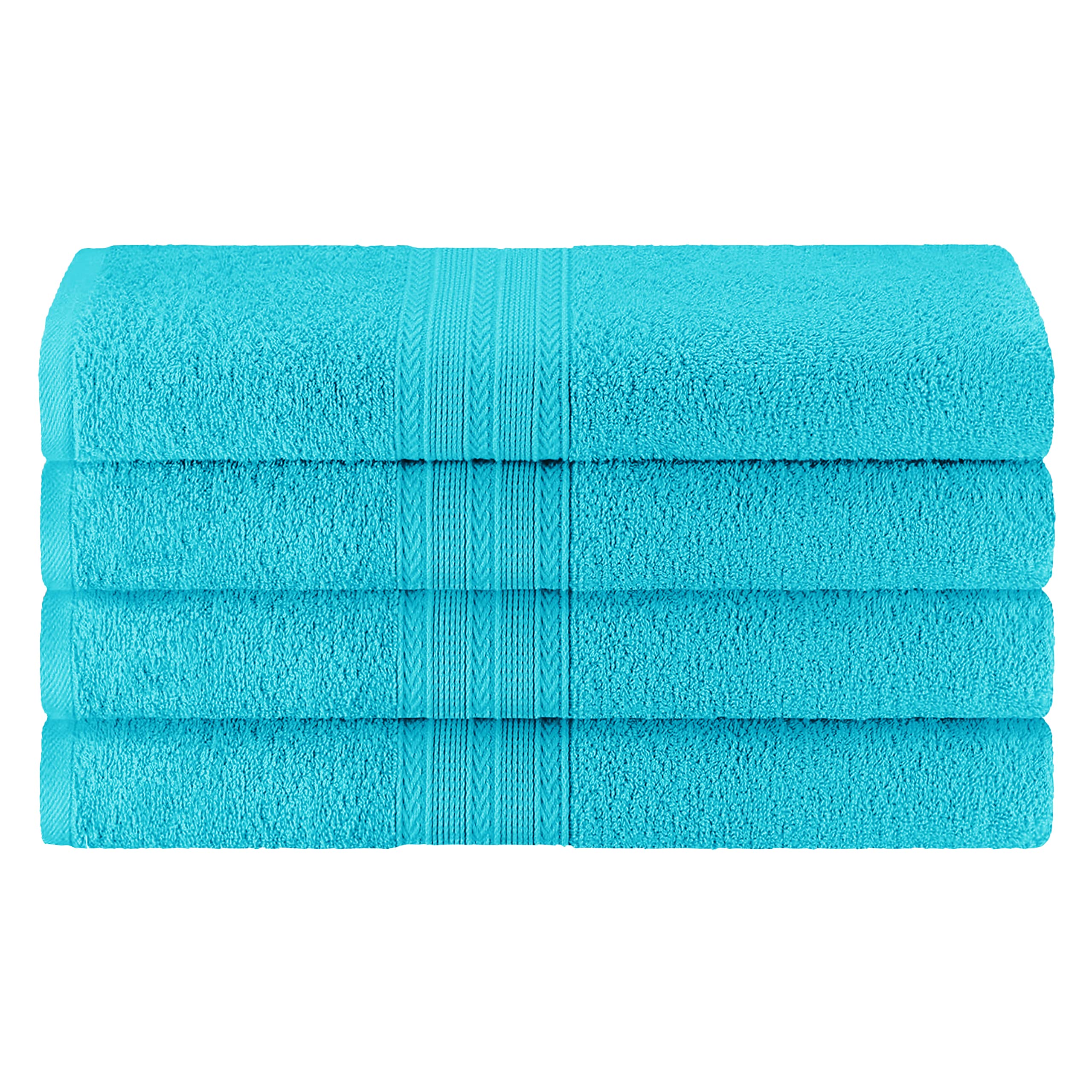 Superior Eco-Friendly Cotton 4-Piece Bath Towel Set, Large Towels for Bath, Shower, Pool, Master and Guest Bathroom, Home Essentials, Quick Drying, Soft Body Towels for Adults and Kids, Turquoise