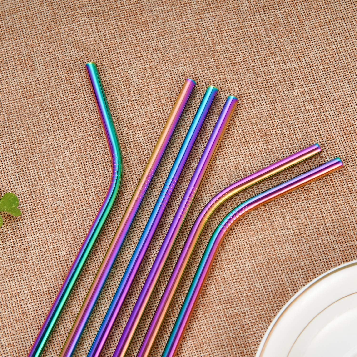 Metal Straws Stainless Steel Straws,Set of 8 10.5" 8.5" Reusable Rainbow Multi-Colored Drinking Straws for 30/20oz Tumbler Cold Beverage,Eco-friendly Metal Straws with 2 Cleaning Brushes 1 Case: Health & Personal Care
