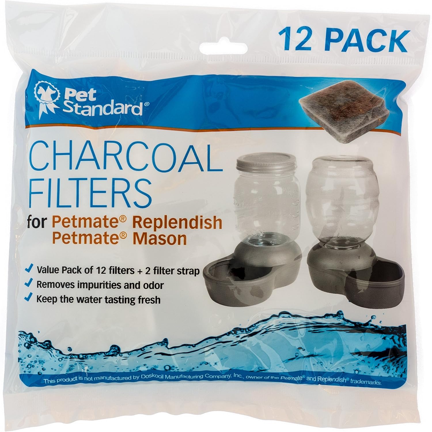 Filters for Petmate Replendish and Petmate Mason Pet Fountains Pack of 12