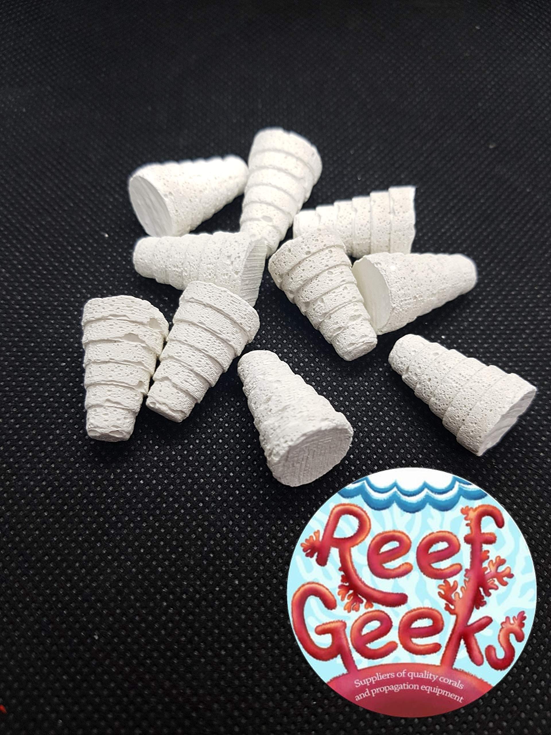 Reef Geeks, Traditional Coral Frag Plugs – Reef-Safe, Textured Top, Fast Growth Substrate, Perfect for Frag Racks & Aquaculture (50)