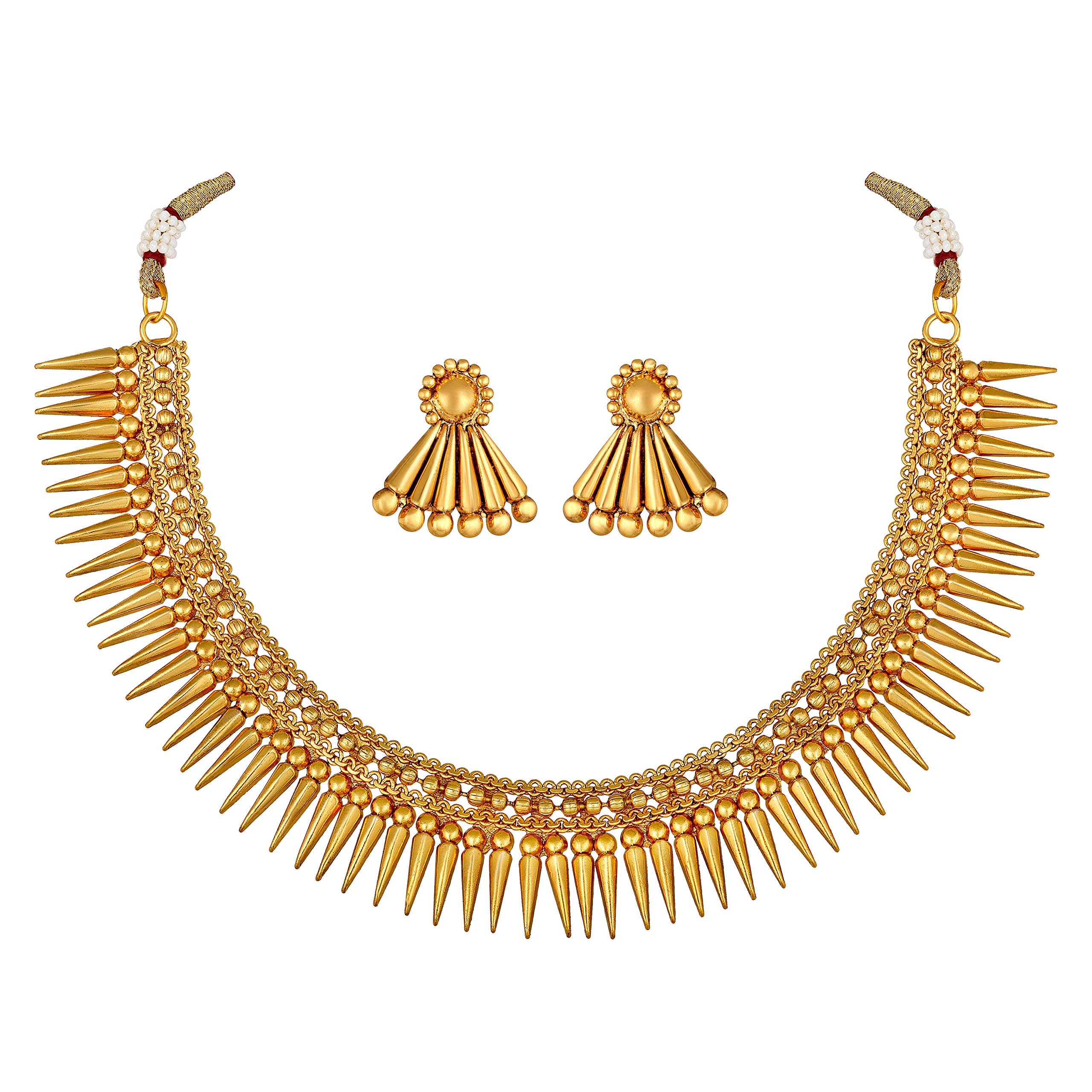 Aheli Gold Tone Bollywood Traditional Necklace Earrings Wedding Party Fashion Jewelry Set for Women