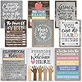 Hadley Designs 9 Farmhouse Classroom Decor Signs, Welcome Sign For Bulletin Board Decoration, Growth Mindset Classroom Posters Elementary, Middle School Classroom Rules